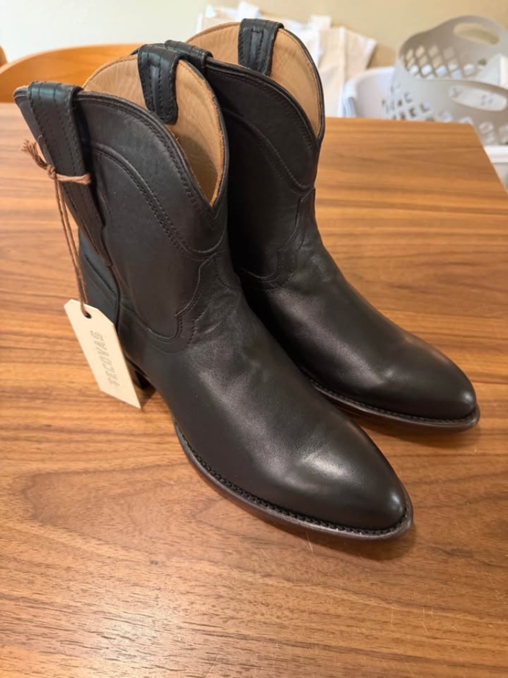 TECOVAS Penny Black Western Cowboy Boots Booties SZ 8 NEW!
